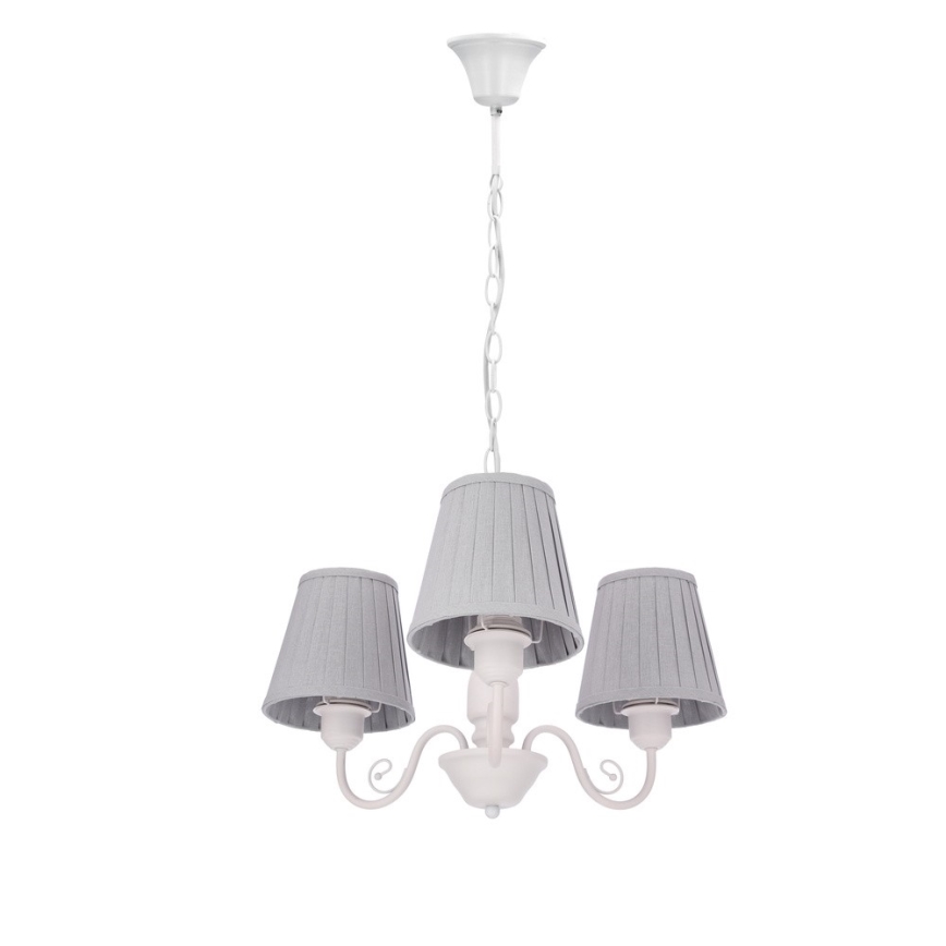 Hanglamp aan een ketting FIREZ 3xE27/40W/230V wit/grijs
