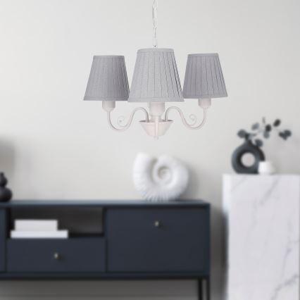 Hanglamp aan een ketting FIREZ 3xE27/40W/230V wit/grijs