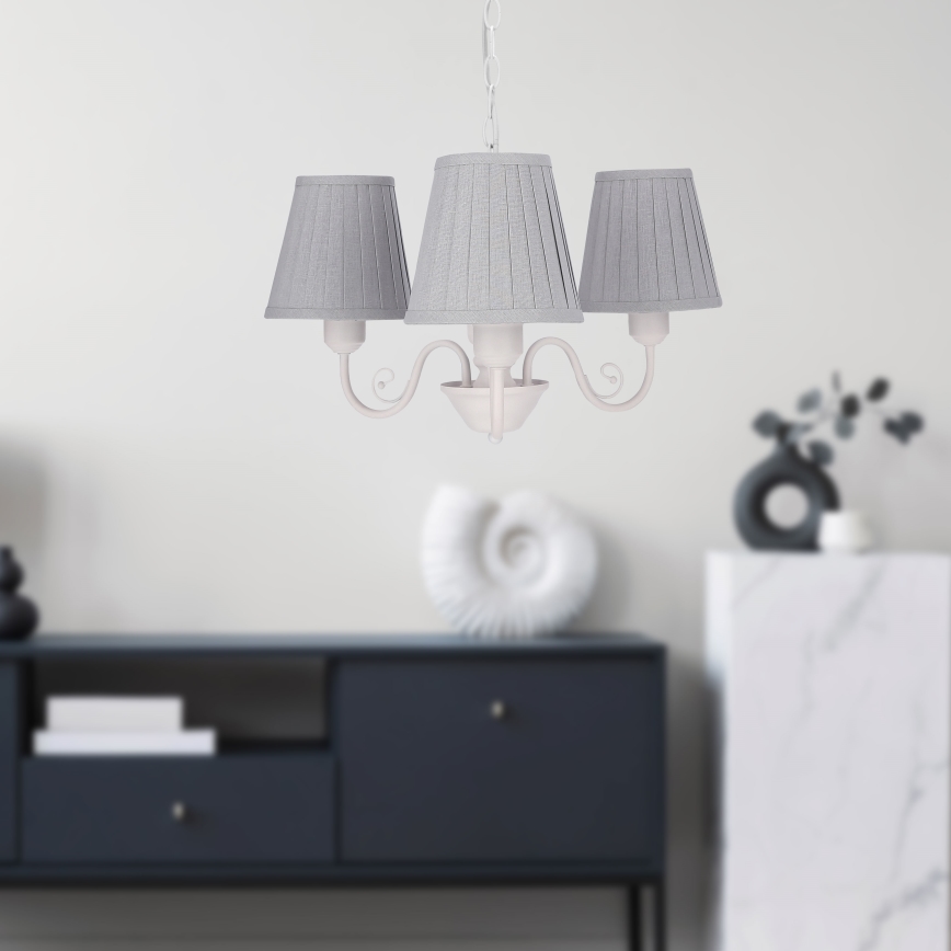 Hanglamp aan een ketting FIREZ 3xE27/40W/230V wit/grijs