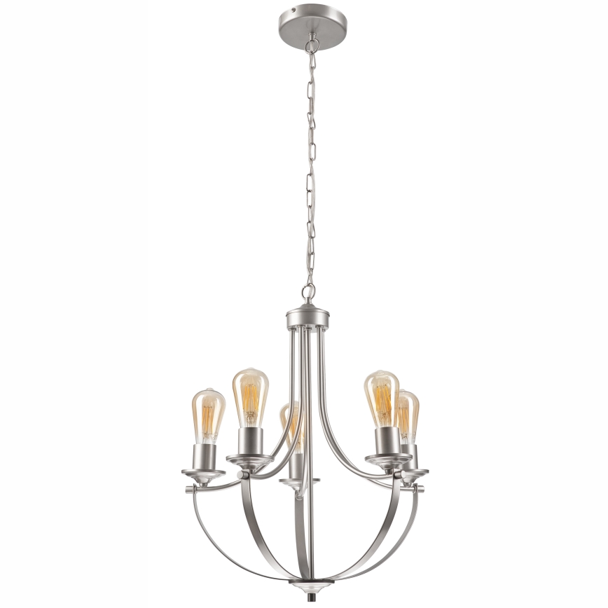 Hanglamp aan een ketting GINA 5xE27/60W/230V mat chroom