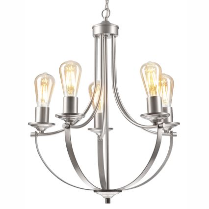 Hanglamp aan een ketting GINA 5xE27/60W/230V mat chroom