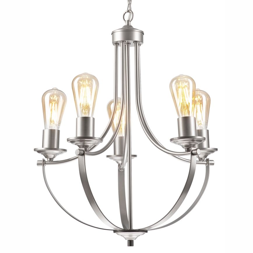 Hanglamp aan een ketting GINA 5xE27/60W/230V mat chroom