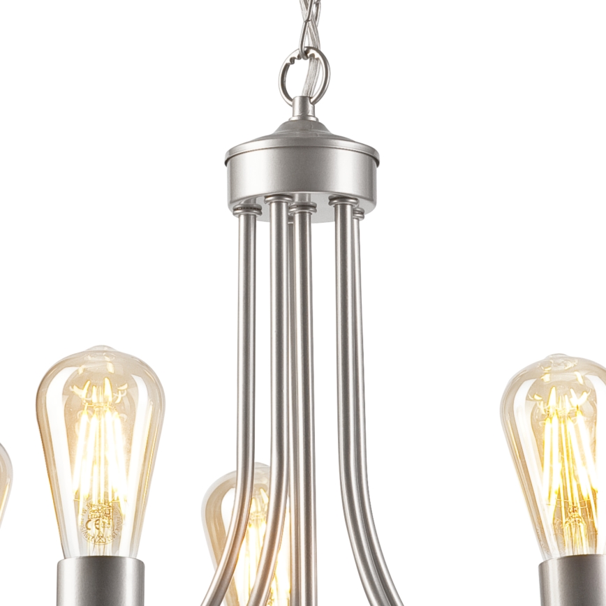 Hanglamp aan een ketting GINA 5xE27/60W/230V mat chroom