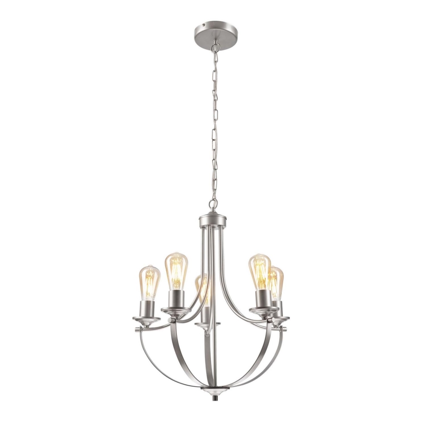 Hanglamp aan een ketting GINA 5xE27/60W/230V mat chroom