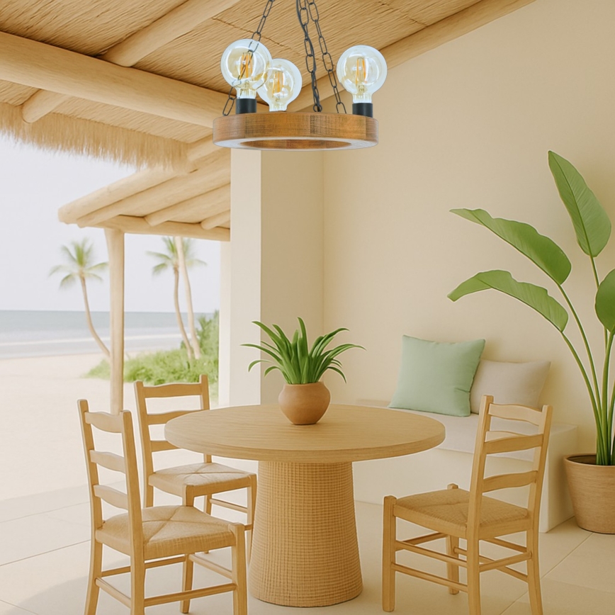 Hanglamp aan een ketting IOS 3xE27/60W/230V diameter 30 cm beuken - FSC gecertificeerd