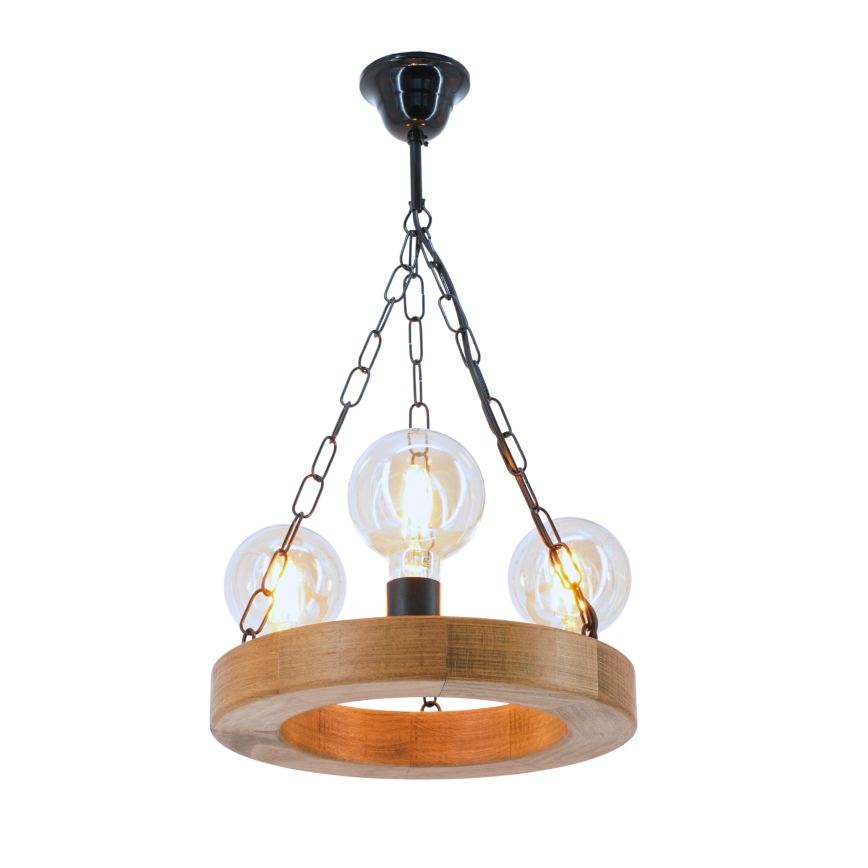 Hanglamp aan een ketting IOS 3xE27/60W/230V diameter 30 cm beuken - FSC gecertificeerd