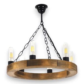 Hanglamp aan een ketting IOS 6xE27/60W/230V diameter 50 cm beuken - FSC gecertificeerd
