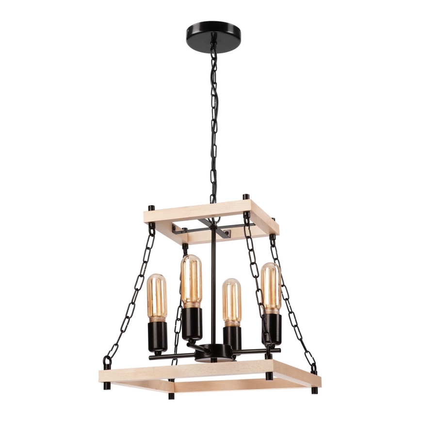 Hanglamp aan een ketting JASPER 4xE27/60W/230V beuken/beige