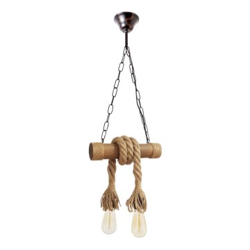 Hanglamp aan een ketting KOS 2xE27/60W/230V beuken - FSC gecertificeerd