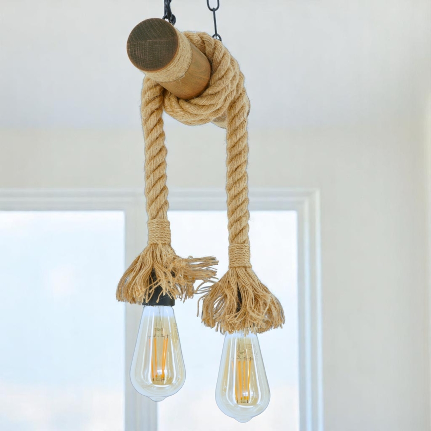Hanglamp aan een ketting KOS 2xE27/60W/230V beuken - FSC gecertificeerd