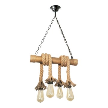 Hanglamp aan een ketting KOS 4xE27/60W/230V beuken - FSC gecertificeerd