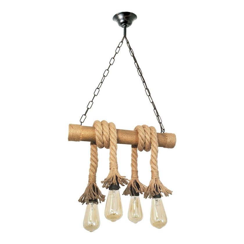 Hanglamp aan een ketting KOS 4xE27/60W/230V beuken - FSC gecertificeerd