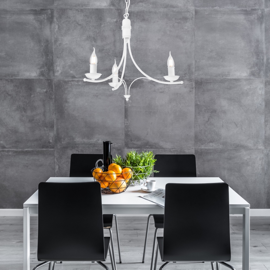 Hanglamp aan een ketting LUCY 3xE14/60W/230V wit