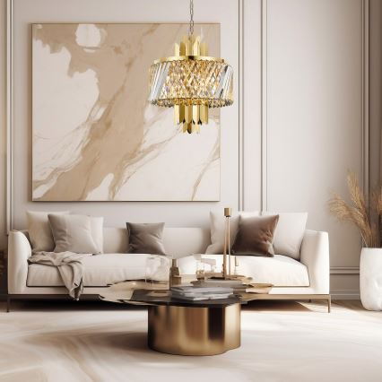 Hanglamp aan een ketting MARGOT 6xE14/40W/230V diameter 43 cm goud