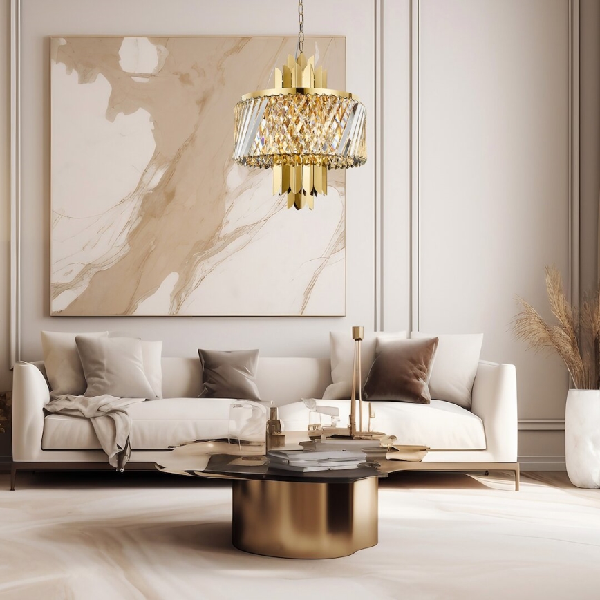 Hanglamp aan een ketting MARGOT 6xE14/40W/230V diameter 43 cm goud
