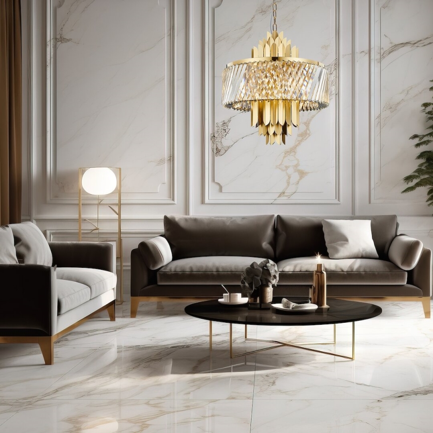 Hanglamp aan een ketting MARGOT 9xE14/40W/230V diameter 55 cm goud