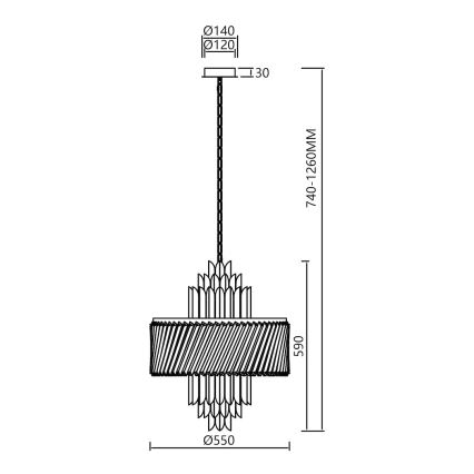 Hanglamp aan een ketting MARGOT 9xE14/40W/230V diameter 55 cm goud