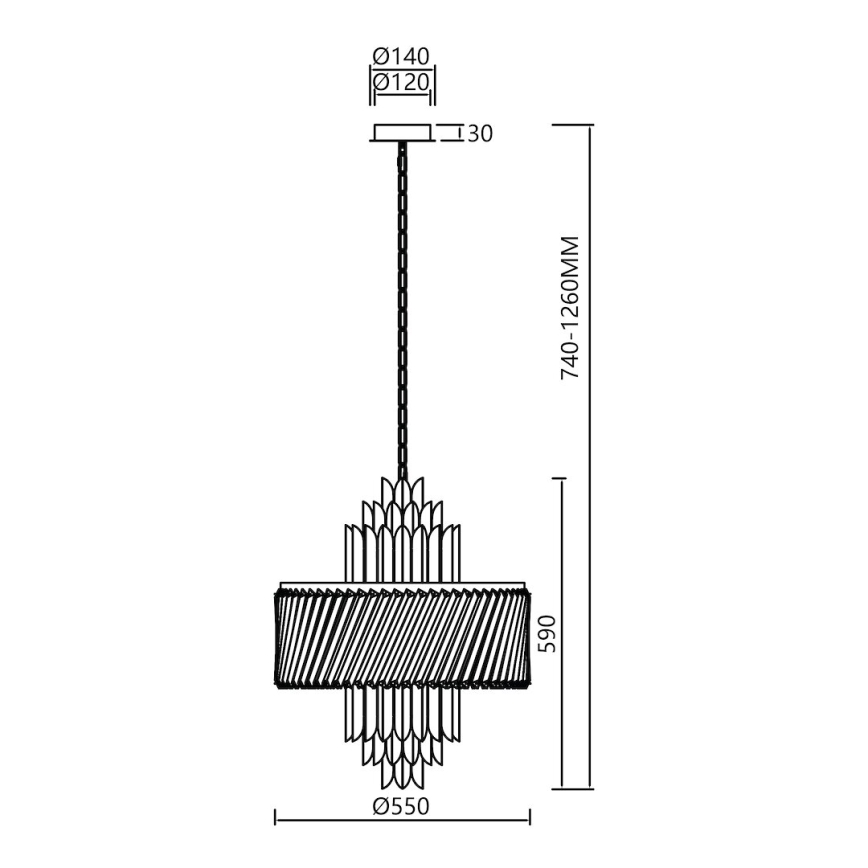 Hanglamp aan een ketting MARGOT 9xE14/40W/230V diameter 55 cm goud