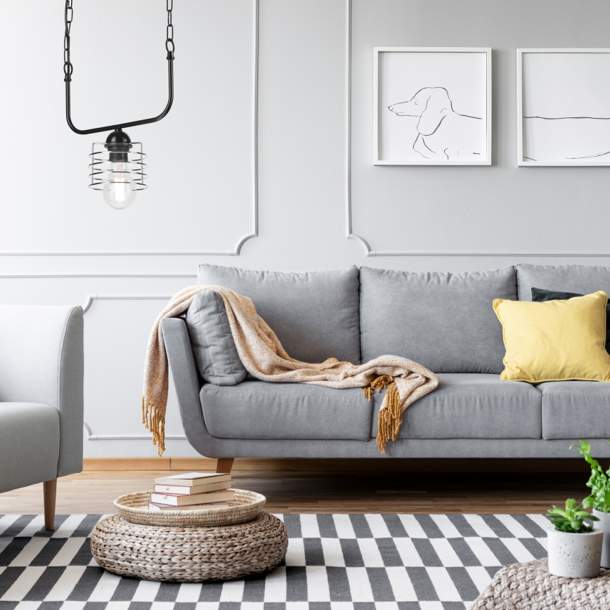 Hanglamp aan een ketting MORGAN 1xE27/60W/230V zwart/chroom