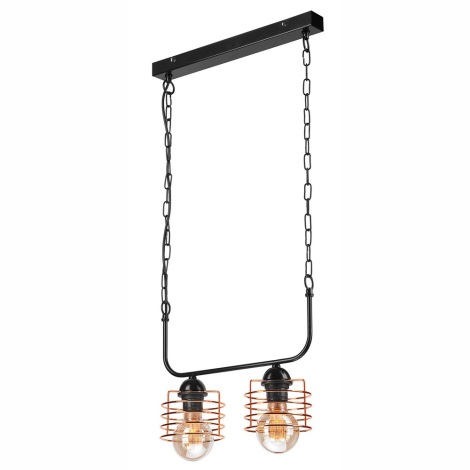 Hanglamp aan een ketting MORGAN 2xE27/60W/230V zwart/koper