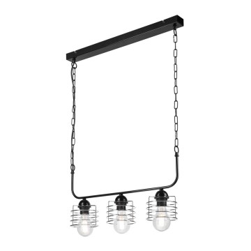 Hanglamp aan een ketting MORGAN 3xE27/60W/230V zwart/chroom