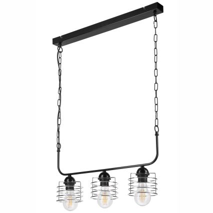 Hanglamp aan een ketting MORGAN 3xE27/60W/230V zwart/chroom