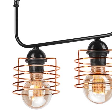 Hanglamp aan een ketting MORGAN 3xE27/60W/230V zwart/koper