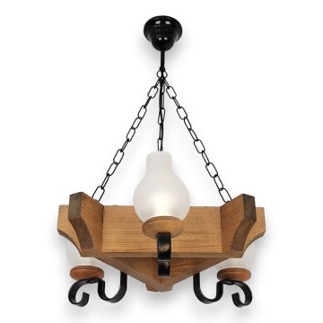Hanglamp aan een ketting QUEEN 3xE14/40W/230V beuken - FSC gecertificeerd