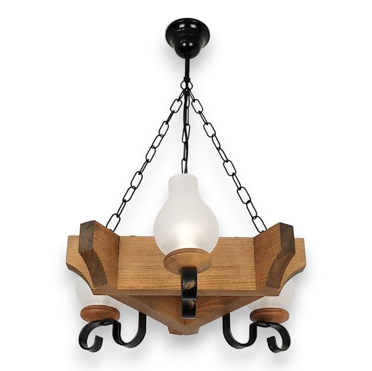 Hanglamp aan een ketting QUEEN 3xE14/40W/230V beuken - FSC gecertificeerd