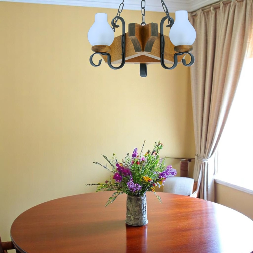 Hanglamp aan een ketting QUEEN 3xE14/40W/230V beuken - FSC gecertificeerd