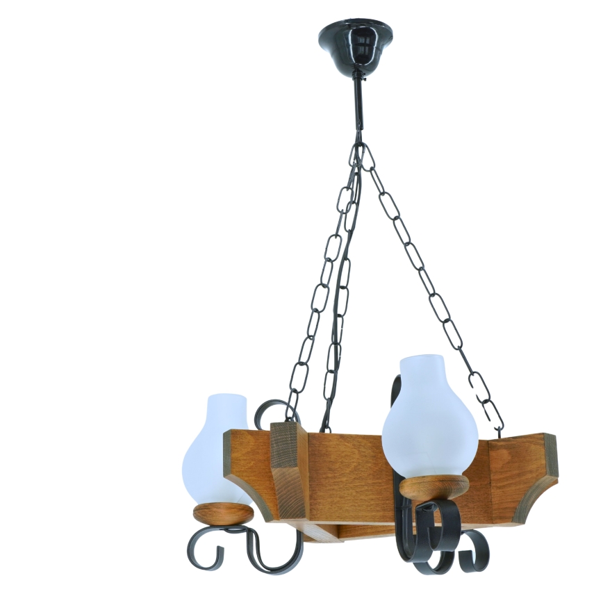 Hanglamp aan een ketting QUEEN 3xE14/40W/230V beuken - FSC gecertificeerd