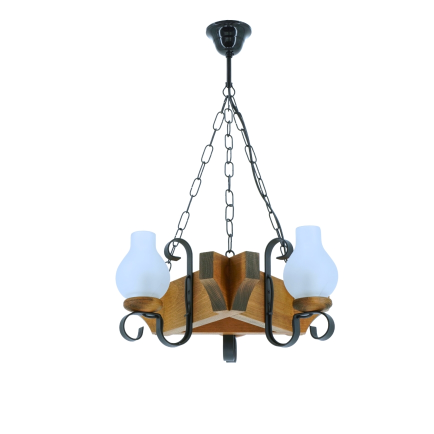Hanglamp aan een ketting QUEEN 3xE14/40W/230V beuken - FSC gecertificeerd