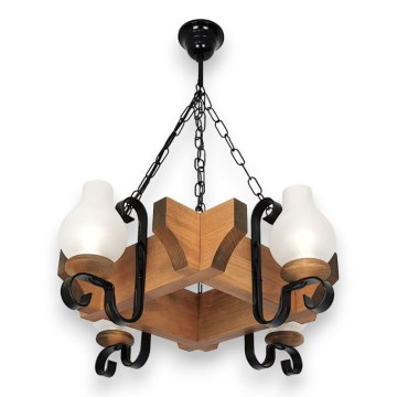 Hanglamp aan een ketting QUEEN 4xE14/40W/230V beuken - FSC gecertificeerd