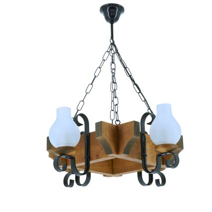 Hanglamp aan een ketting QUEEN 4xE14/40W/230V beuken - FSC gecertificeerd
