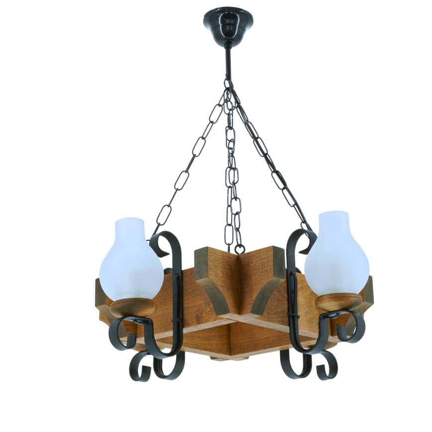 Hanglamp aan een ketting QUEEN 4xE14/40W/230V beuken - FSC gecertificeerd