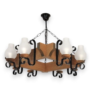 Hanglamp aan een ketting QUEEN 8xE14/40W/230V beuken - FSC gecertificeerd