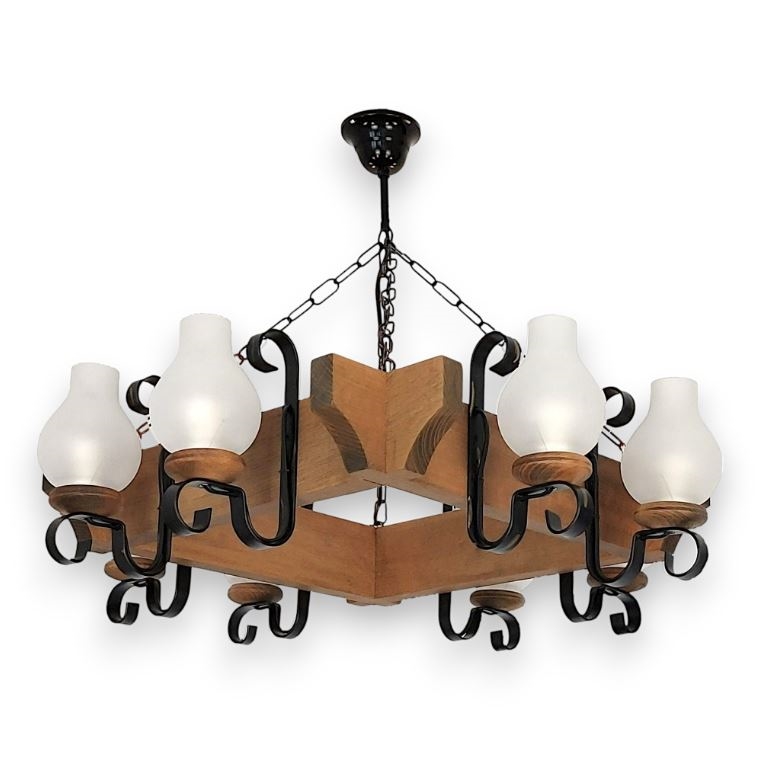 Hanglamp aan een ketting QUEEN 8xE14/40W/230V beuken - FSC gecertificeerd