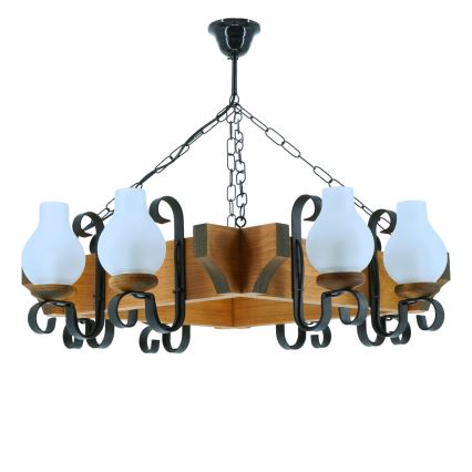 Hanglamp aan een ketting QUEEN 8xE14/40W/230V beuken - FSC gecertificeerd
