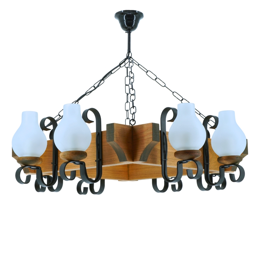 Hanglamp aan een ketting QUEEN 8xE14/40W/230V beuken - FSC gecertificeerd