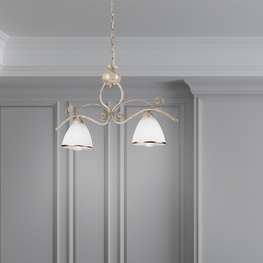 Hanglamp aan een ketting RETRO 2xE27/60W/230V goud/patina