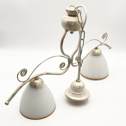 Hanglamp aan een ketting RETRO 2xE27/60W/230V goud/patina