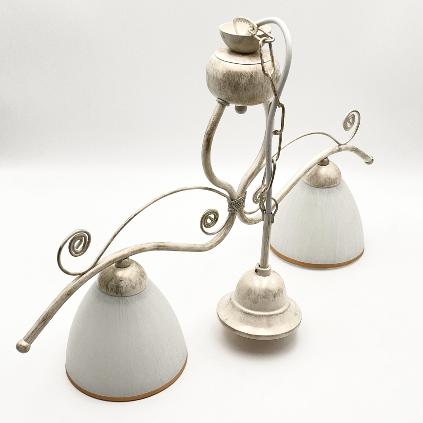 Hanglamp aan een ketting RETRO 2xE27/60W/230V goud/patina