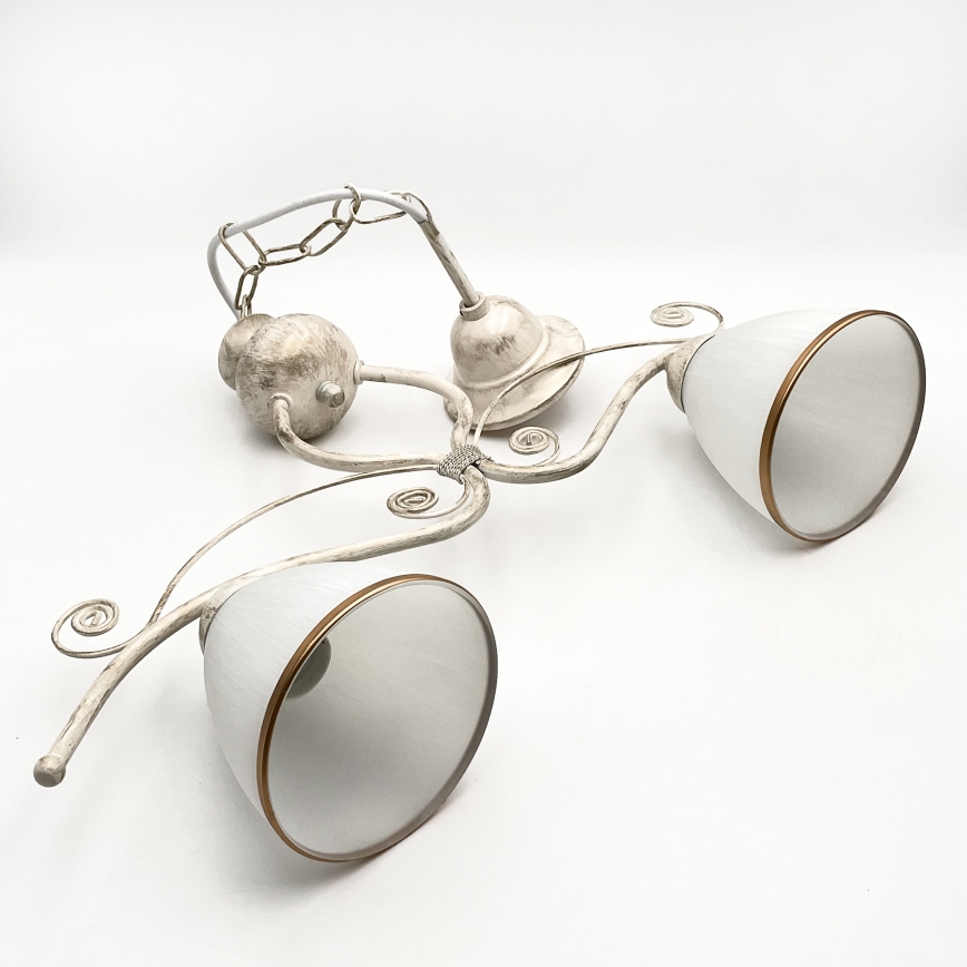 Hanglamp aan een ketting RETRO 2xE27/60W/230V goud/patina