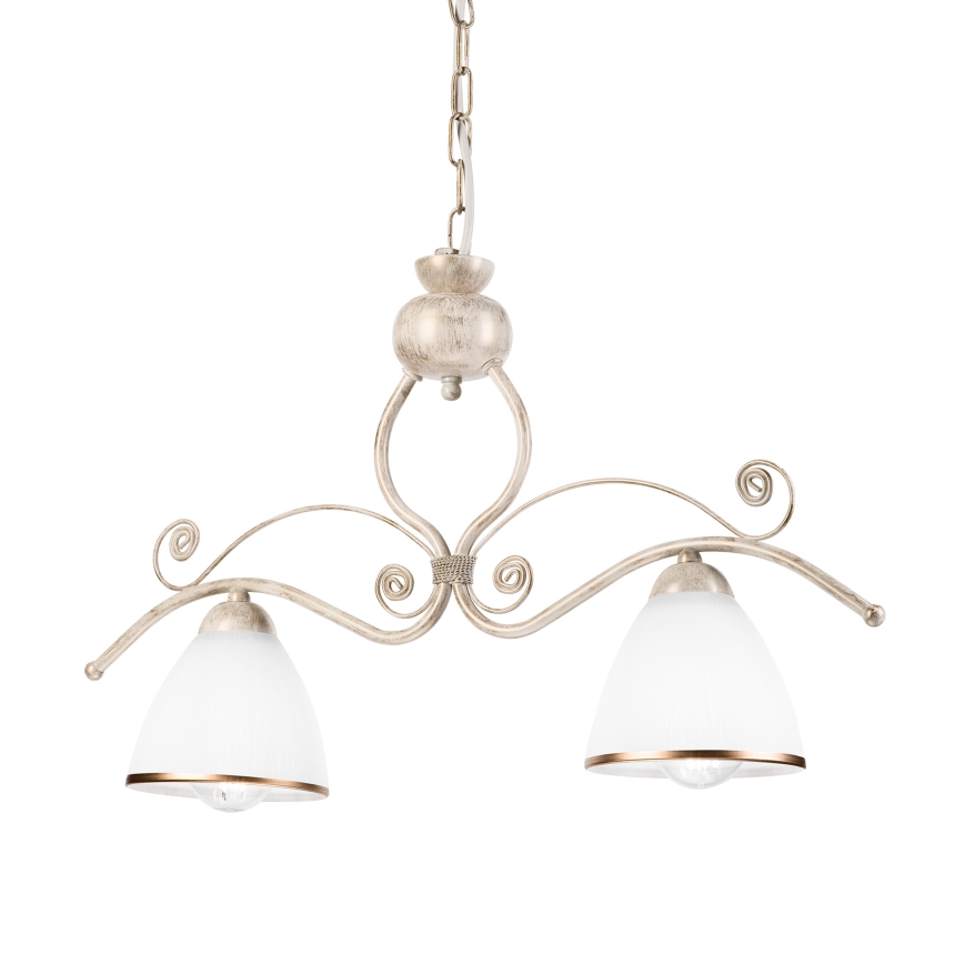 Hanglamp aan een ketting RETRO 2xE27/60W/230V goud/patina
