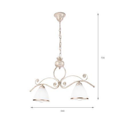 Hanglamp aan een ketting RETRO 2xE27/60W/230V goud/patina