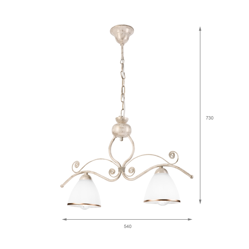 Hanglamp aan een ketting RETRO 2xE27/60W/230V goud/patina