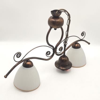 Hanglamp aan een ketting RETRO 2xE27/60W/230V koper/patina