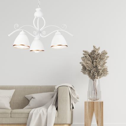 Hanglamp aan een ketting RETRO II 3xE27/60W/230V wit