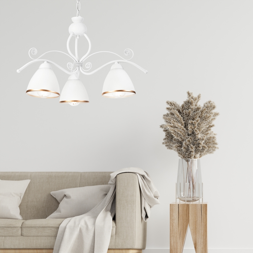 Hanglamp aan een ketting RETRO II 3xE27/60W/230V wit