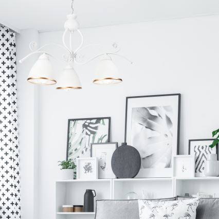 Hanglamp aan een ketting RETRO II 3xE27/60W/230V wit